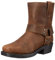 Stivali da cowboy vintage da uomo punta quadrata con cerniera laterale da uomo imbracatura stivali in pelle da moto, Marrone scuro, 42 2/3 EU