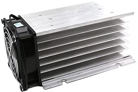Aigoodele H150 Aluminum Heat Sink with Fan 220V Heat Sink SSR Dissipation for Single Phase Solid State Relay 40-80A Free Mounting Screws