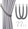 Pretty Jolly Vorhang Raffhalter aus natürlichem Baumwollseil, eleganter, dekorativer Vorhang-Raffhalter im Boho-Stil, weiche, handgewebte Seil-Vorhanghalter für Zuhause und Büro, Dunkelgrau, 2 Stück