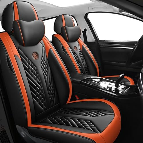 DENGFU Autositzbezüge, universal, komplettes Set für Toyota Blade/Belta/BB/Aygo/Aygo/Avensis Verso/Avensis Kombi T220/Avensis T220/Avensis T220 Autositzbezug, Schwarz / Orange