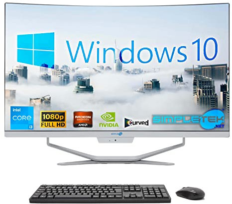 SIMPLETEK – Ordinateur tout-en-un 27 incurvé | Processeur Intel i3 10 Gen | Carte vidéo GTX1650 4 Go | Windows 10 | 32 Go RAM 2 To SSD | Idéal pour le travail, les graphiques, les jeux