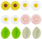 SUNNYCLUE 1boîte 12pcs Perles de Silicone Fleur en Vrac 20mm Perles Focales en Silicone Rose Fleurs de Marguerite Double Face Perles de Feuille Verte Grandes Perles en Caoutchouc Grosses Perles