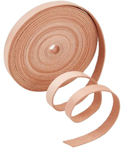 GORGECRAFT 5m*8mm*1mm Strisce di Vera Pelle Cinturino In Pelle di Vacchetta Cavo di Cuoio Piatto Filo Corda Corda per Braccialetti Creazione di Gioielli Collari Cinture per Chitarra Pizzo, Perù