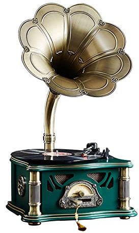 Vintage Grammophon, europäischer Stil, nostalgische Ornamente mit Bluetooth-Sound, kreativer Schallplattenspieler im amerikanischen Stil und Phonograph im alten Stil für Wohnzimmer