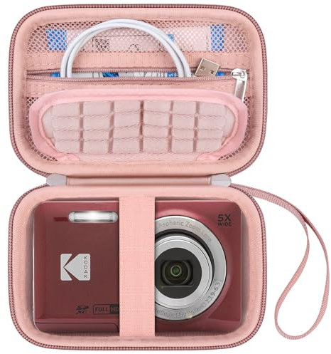 Canboc Tragetasche für Kodak PIXPRO FZ55/FZ45/FZ43/FZ53 16MP Digitalkamera, Video Vlogging Kameratasche, Reißverschluss Mesh Tasche Fit Kabel, Roségold (nur Fall)