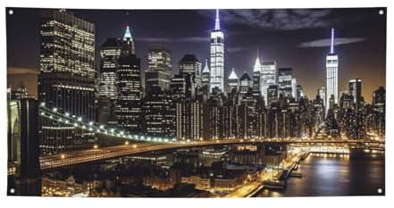 New York Night Print Holiday Banner Personalisierte Hängende Hintergrund Banner Geburtstag Banner Für Innen Außen Weihnachten Party Dekorationen