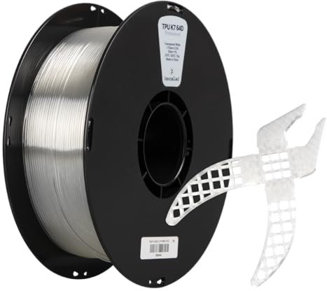 kexcelled TPU 64D Filament 1,75mm, Hohe Härte und Verschleißfestigkeit, 1kg Rolle, Gute Schichtbindung, 3D Druckermaterial, Durchsichtige Weiß