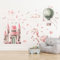 Muralo Sticker Set für Mädchen - Aquarell Aufkleber Wandsticker Tattoo für Kinderzimmer - Wandaufkleber Märchenland Motiv - Br.60cm x Hö.30cm