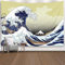 Pamime Great Wave off Kanagawa Tapisserie Ocean Mount Fuji Teen Tapisserie 92,5 x 70,9 cm Wandteppich für Schlafzimmer
