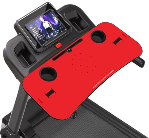 Universal Treadmill Desk Attachment Laptop Holder Ergonomic Platform Tray with Cup Tablet Holder Cooling Holes Provide Good Ventilation, Laptop Stand for Treadmill (Red)