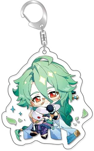 acsewater Genshin Schlüsselanhänger Genshin Charakter Dehya Lyney Neuvillette Wriothesley Furina Wanderer Alhaitham Anhänger Genshin Impact Keyring Tasche Hanging Dekoration Zubehör Neuheit Geschenk