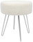 Harbour Housewares 1x Creme/Silber H41 x D35cm Runden Bouclé-Fußhocker - Klein Wohnzimmer Schminktisch Fußbank Ottomane Sitzpuff Stuhl Sitz