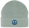 Spreadshirt Peace Zeichen Stickerei Bio Fisherman Beanie Mütze, One Size, Helles Graugrün
