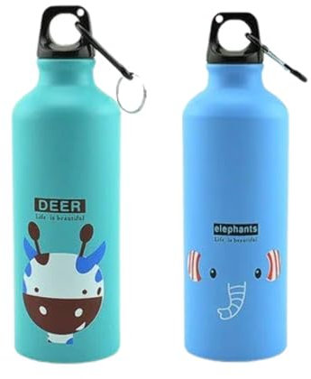 Hemasa Tazza sportiva in alluminio con cartoni animati/bottiglia di acqua in acciaio inox Mix-D-2PCS