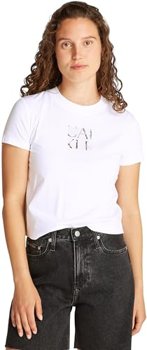 Calvin Klein Women’s Short Sleeve Round Neck Front Photo Graphic Baby Tee