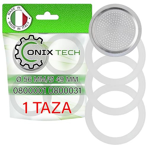 Lot de 3 Joint Cafetiere Italienne et 1 Filtres pour Cafetières 1 Tasse avec Code Original 0800001 0800031 pour Bialetti - MADE IN ITALY - ONIX TECH