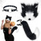 beifon Katze Fuchs Cosplay, Kunstpelz Fuchs Maske, Schwanz & Leder Halskette Set, Fuchs Kostüm Damen, Furry Mask Halloween Katzen Masken Set für Halloween Karneval Party Cosplay