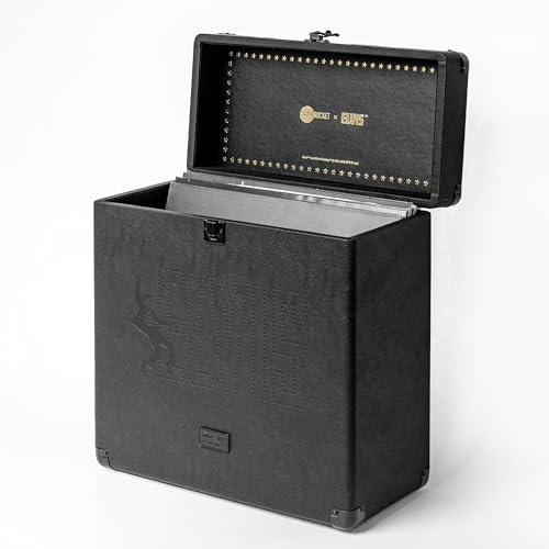 arkrocket x ELVIS Vintage Vinyl Record Storage and Carrying Case, Fits All Standard Records - 33 1/3, 45 and 78 RPM, Holds 30 Albums, Perfect for Your Treasured Collection (Elvis Black)