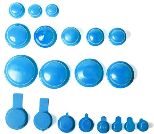 Blue Silicone Salt and Pepper Shaker Plugs - 20 Sizes from 7mm to 24mm - Versatile Bottom Stoppers for Salt and Pepper Shakers