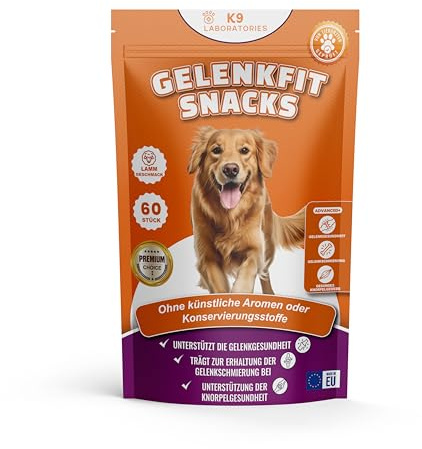 K9 Laboratories Gelenk Kauartikel für Hunde – Hundeleckerli mit Glucosamin, MSM, Kollagen Typ II, Grünlippmuschel & Kurkuma – Getreidefreie Kauartikel für Hunde für Gelenke & Beweglichkeit