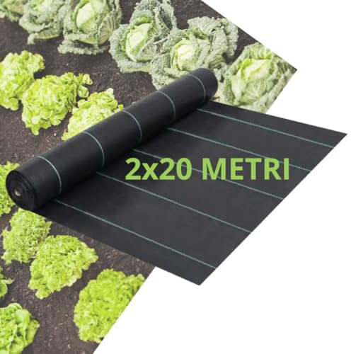 Tata Home Telo Pacciamatura 2x20 Metri 100g/m² Telo Anti Erbacce per Orto Giardino Tessuto Permeabile all'Acqua Stabilizzazione ai Raggi UV Barriere Contro Le Erbe Infestanti Colore Nero