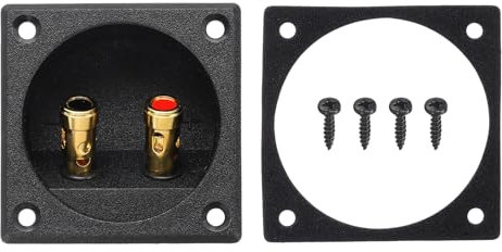 sourcing map 2 Inch Speaker Box Terminal Cup, 2-Way Subwoofer Plug Connector Double Binding Posts Spring Loaded Jack for Car Stereo Speaker Wire Sub Box