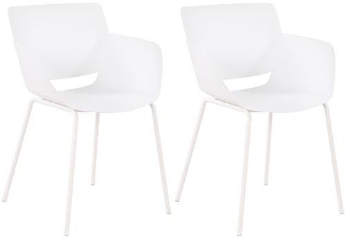 CLP 2er Set Gartenstuhl Alpena I wetterfest und UV-beständig I Metallgestell I Sessel für draußen I Esszimmerstuhl, Farbe:weiß