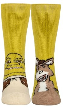 HEAT HOLDERS Kids SOCKSHOP Shrek Thermal Socks – 1.6 TOG Lite Insulated with Donkey & Shrek Design, Soft Fleece Lining, Warm Winter Socks for Boys & Girls