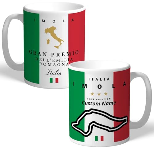 Personalised Grand Prix Italy Imola Racing 11oz Ceramic Mug for Motor Racing Fans Christmas Birthday Gift