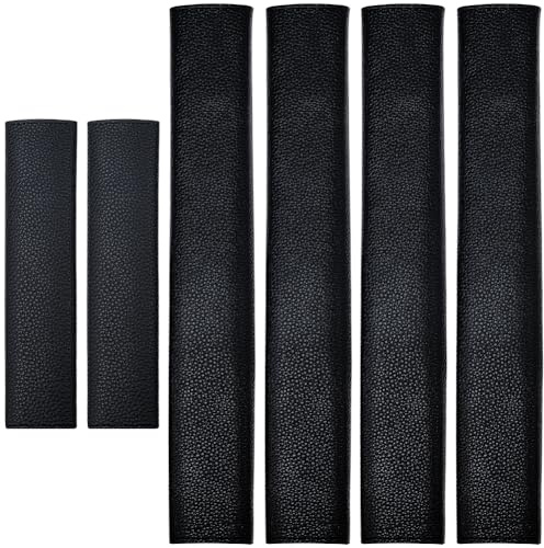 CALFOVERA 6PCS PU Leather Kitchen Appliance Handle Wrap Protectors 2 Styles Non Slip Refrigerator Handle Covers Door Decor Catch Cover Keep Clean for Fridge Microwave Oven Stove Dishwasher(Black)
