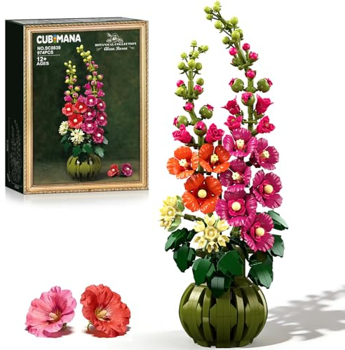 CUBIMANA Botanicals Les Fleurs de Alcea Rosea - Set de Plante Artificielle