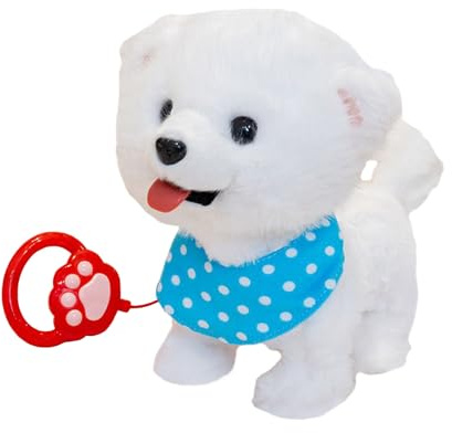 Talking Puppy Walking Dog Plush with Electronic Barking Singing Tail Wagging Interactive Toy for Kids Companionship Comfort Play Holiday Decoration Encouraging Imaginative 10.63 x 8.27 x 5.12 Inches
