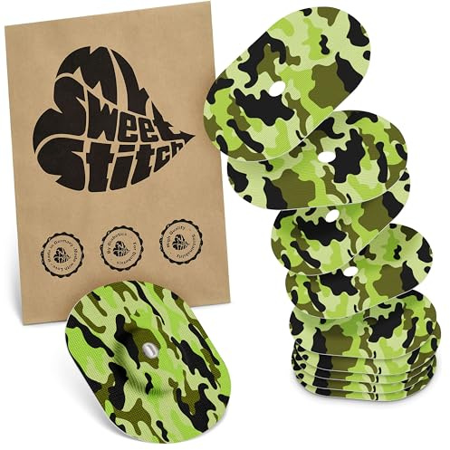 MySweetStitch 10 Fixierpflaster für FreeStyle Libre 3/3 Plus oval Camo | Hilft gegen vorzeitiges Ablösen, wasserfest und schnell trocknend, hautfreundlich, bis zu 15 Tage Halt