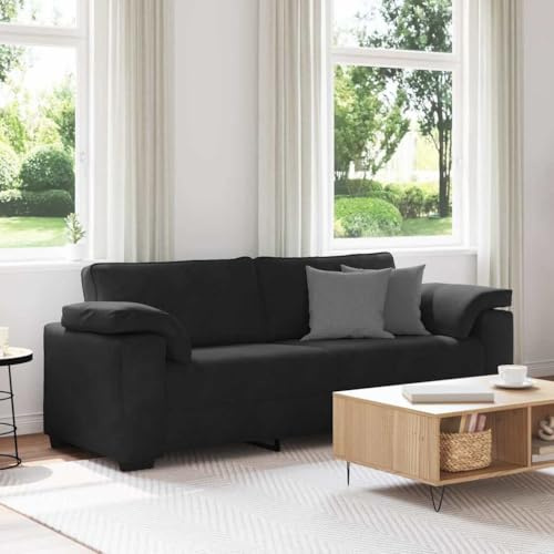 Mimdixy Wohnzimmer Couch Küchensofa,3-Sitzer-Sofa Schwarz 178 cm Samt