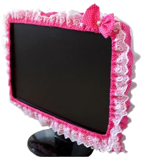 2pcs Washable With Bow With Pocket Computer Frame Cover Home Decorations Monitor Dustproof Screen Dust(Purple 23-26 inch)