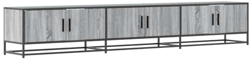 HETFTJN Meuble TV 240x35x41 cm en Bois d'Ingénierie et Métal, Meuble Bas de Télévision Style Industriel avec 3 Portes pour Salon et Chambre, Buffet TV Gris Sonoma