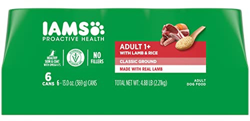 IAMS Proactive Health Adult Nassfutter für Hunde, Classic gemahlen mit Lamm und Reis, 368.5 g Dosen, 6 Stück