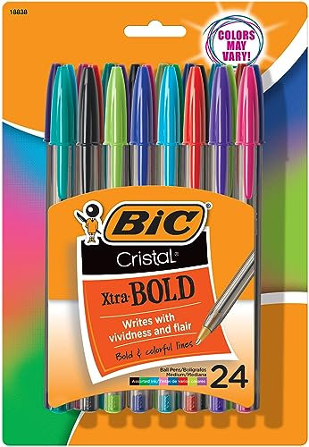 BIC MSBAPP241-A-AST Cristal Xtra Bold Fashion - Bolígrafo, punta media (1,6 mm), colores surtidos, 24 unidades