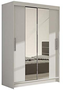 Schwebetürenschrank Miami II Modernes Kleiderschrank, Schiebetürenschrank, Schlafzimmerschrank, Schlafzimmer (Weiß)