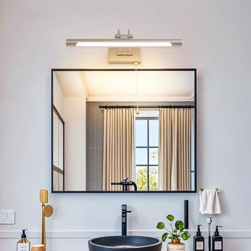 MantoLite Led Wandleuchte 8w 40cm Lamp Mit Zugschalt Badezimmer Waschtisch Spiegel Leuchten Schwenkbarem Lampenkopf Und Zugschalter Bilder Leuchte 3000k Nickel Leseleuchte Bild Lampe Innenbeleuchtung