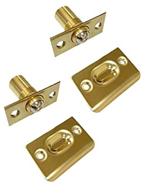 QCAA Solid Brass Adjustable Ball Catch with Strike, 2-1/8 x 1 x 1-5/16 Height, 11/16 Dia., Polished Brass, Made in Taiwan, 2 Pack