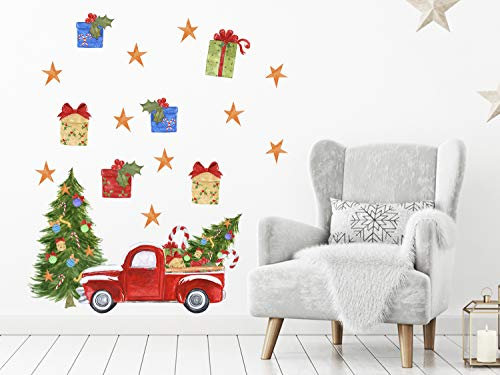 GRAZDesign Wandtattoo Weihnachten, Set mit Tannenbaum und Auto, Weihnachtsdeko Aufkleber Set mit Trolls, Weihnachtssticker / 57x80cm