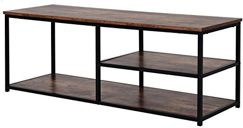HOMCOM TV Schrank Lowboard TV-Regal im Industrie-Design 3-stufig Spanplatte Natur 120 x B40 x H45 cm