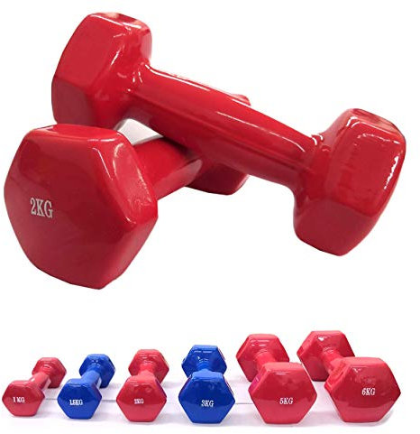 Lupex Shop - Paar Hanteln aus Vinyl, 6 kg, rutschfest, für Fitnessstudio, Body-Bulding