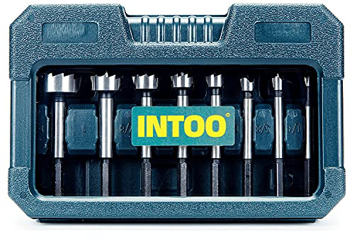 INTOO Hex Shank Forstner Bit Set 8pcs Multi Sided Shank Wood Drill bit Set
