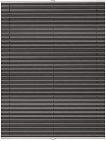 ondeco Plissee Klemmfix auf Maß für alle Fenster innen, ohne Bohren, Montage Klemmträger Sonnenschutz Sichtschutz Rollo Blickdicht Dunkelgrau B: 101-110 cm, H: 101-150 cm