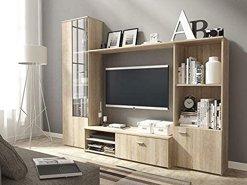 HUGGO Modern design TV stand wall unit fully oak sonoma colour Wall unit Living room furniture ALL IN STOCK quick delivery (Sonoma)
