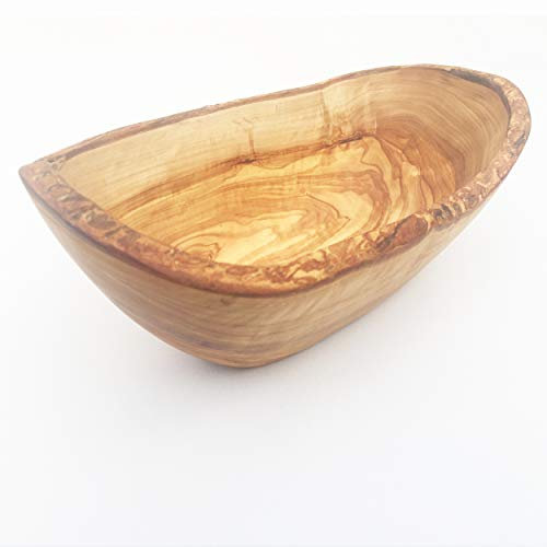 Generisch Bol rustique ovale - Longueur au choix - Bol - Bol à sauce - En bois d'olivier - Fabriqué à la main (20 cm)