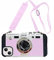 SGVAHY Emily in Paris Phone Case for iPhone 12 Pro Case 3D Vintage Camera Design Soft Silicone iPhone Case with Lanyard Long Removable Shockproof Protective Case Cover for Girls Women, Pink