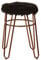 Premier Housewares Bar Stool, Counter Height Stools, Metal & Fur, w35 x d35 x h51cm - Rose Gold
